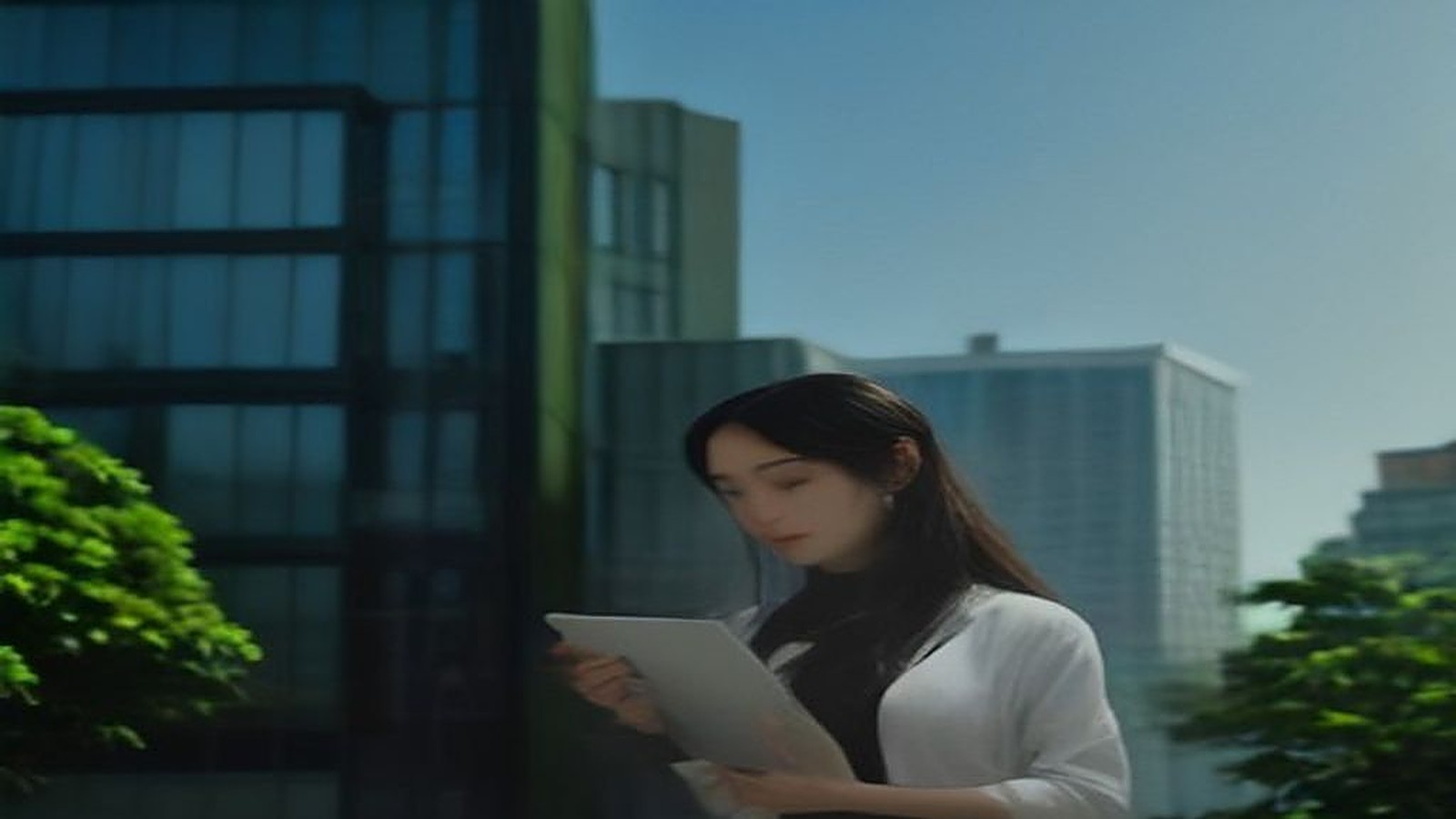 Chuyên gia rà soát hồ sơ chứng nhận công trình xanh trước tòa nhà đạt chuẩn xanh